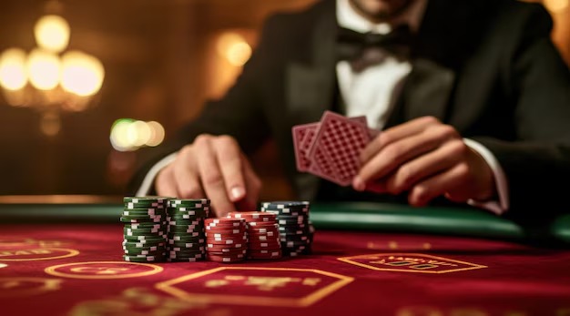 delta575 live blackjack table with dealer and multiple players